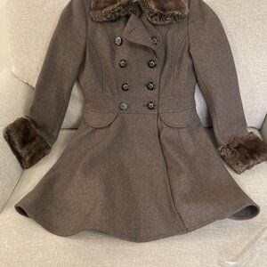 NEW Laundry by Shelli Segal Brown Wool Blend Coat Size 6